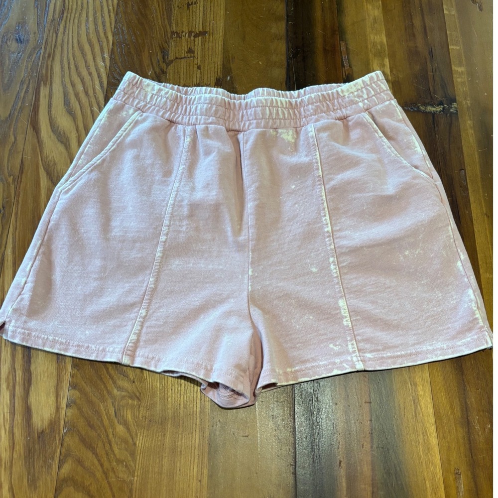 Double Zero Pink Acid Wash Sweat Shorts High Rise Pockets Large